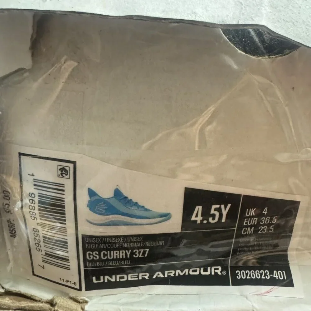 Under Armour Curry 3Z7 Basketball Show Blue Size 4.5 M Big Kid